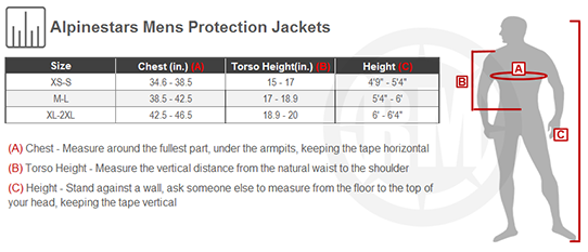 Alpinestars Mens Protection Jacket Size Chart